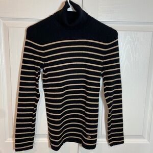 Lauren Ralph‎ Lauren Women's Black and Gold Ribbed Turtleneck Sweater Size M